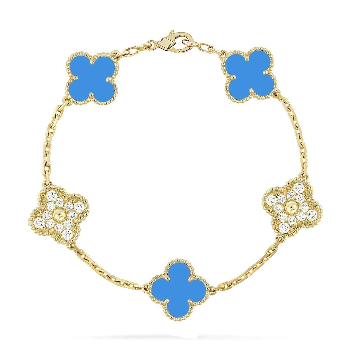 [MIRA]New CLOVER 5 MOTIF BLUE AGATE BRACELET COLLECTION