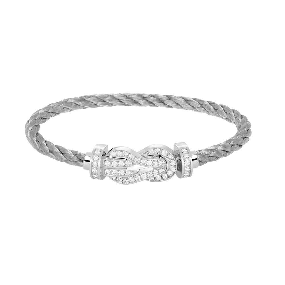 ??MIRA?¡¥CHANCE LARGE 8 FIGURE BUCKLE FULL DIAMOND BRACELET SILVER