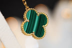 ??MIRA?¡¥CLOVER EARRINGS GOLD MALACHITE DIAMOND 3 MOTIF