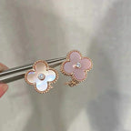 ??MIRA?¡¥CLOVER MEDIUM 1 MOTIFS  PINK MOP DIAMOND EARRINGS