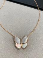 ??MIRA?¡¥BUTTERFLY GOLD MOP DIAMOND NECKLACE