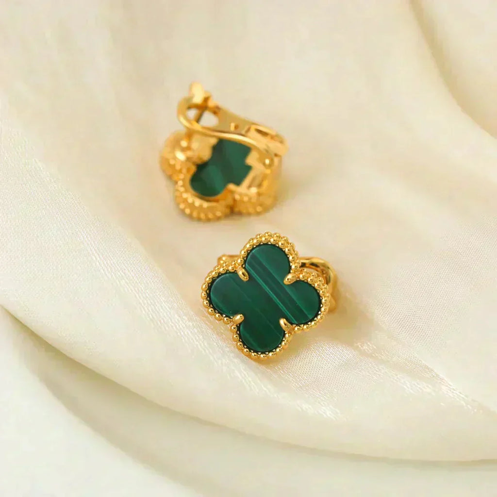 ??MIRA?¡¥CLOVER MEDIUM 1 MOTIFS MALACHITE  EARRINGS