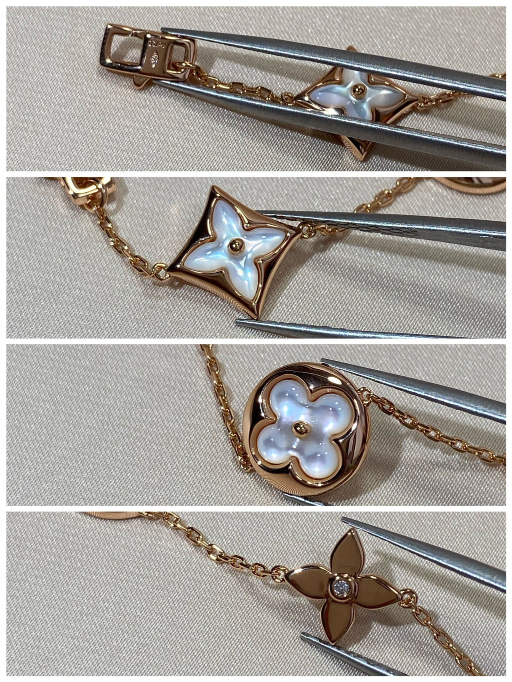 ??MIRA?¡¥STAR AND SUN 5 MOTIF MOP PINK GOLD BRACELET