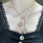 ??MIRA?¡¥CLOVER 6 MOTIF DIAMOND PAVED NECKLACE