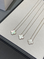 ??MIRA?¡¥CLOVER MEDIUM SILVER WHITE MOP NECKLACE