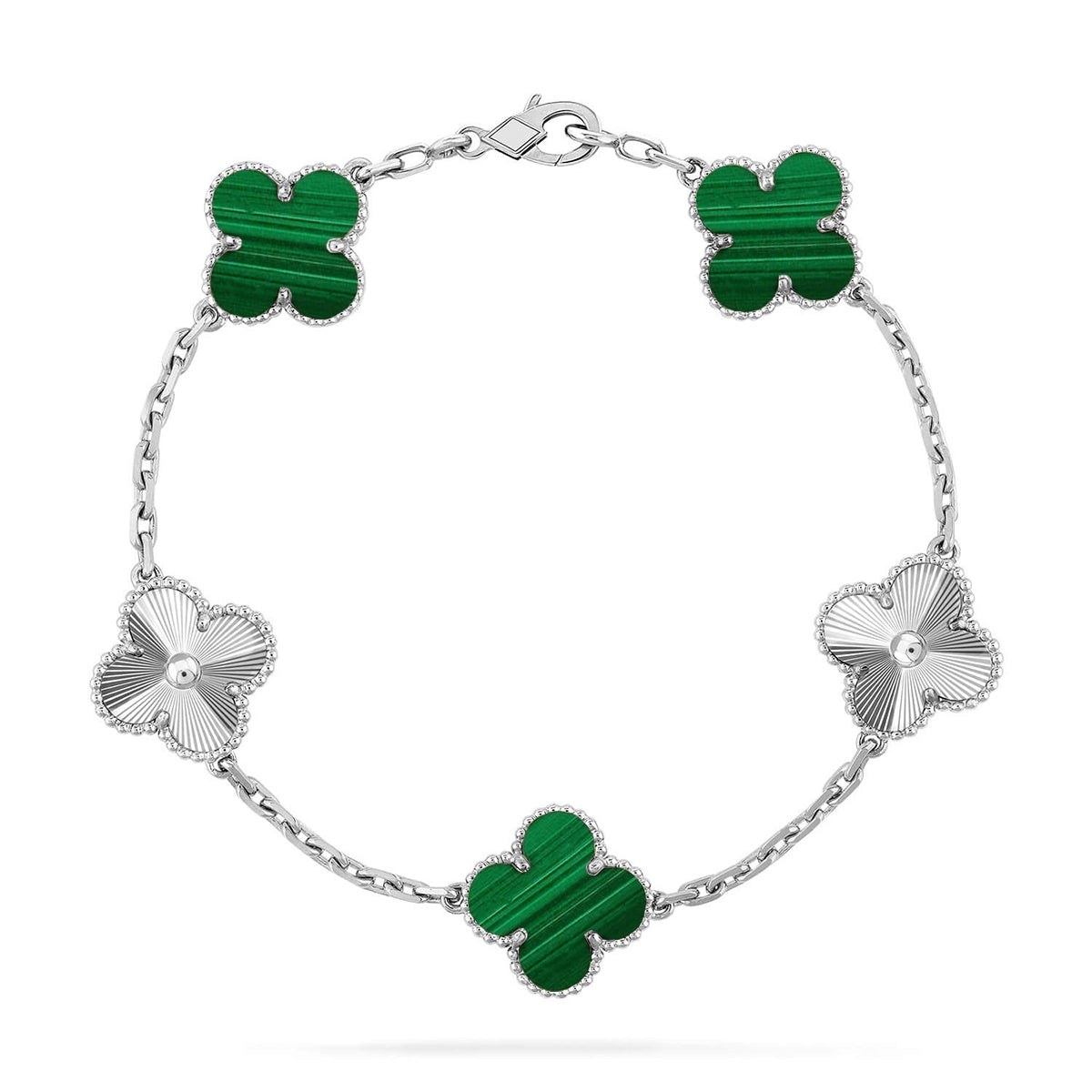 [MIRA]New  CLOVER 5 MOTIF MALACHITE BRACELET COLLECTION