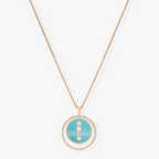 [MIRA]LUCKY MOVE 3 DIAMONDS TURQUOISE PINK GOLD DIAMOND NECKLACE