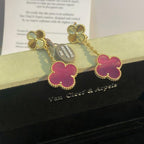 [MIRA] NEW CLOVER 2 MOTIF PINK ENAMEL EARRINGS