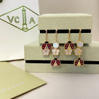 ??MIRA?¡¥LUCKY LADYBUG WHITE MOP EARRINGS