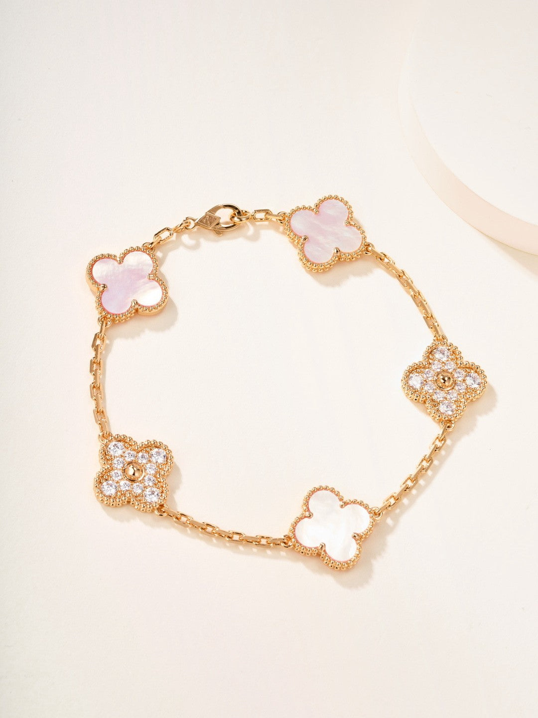 [MIRA]New  CLOVER 5 MOTIFS  PINK MOP BRACELET COLLECTION