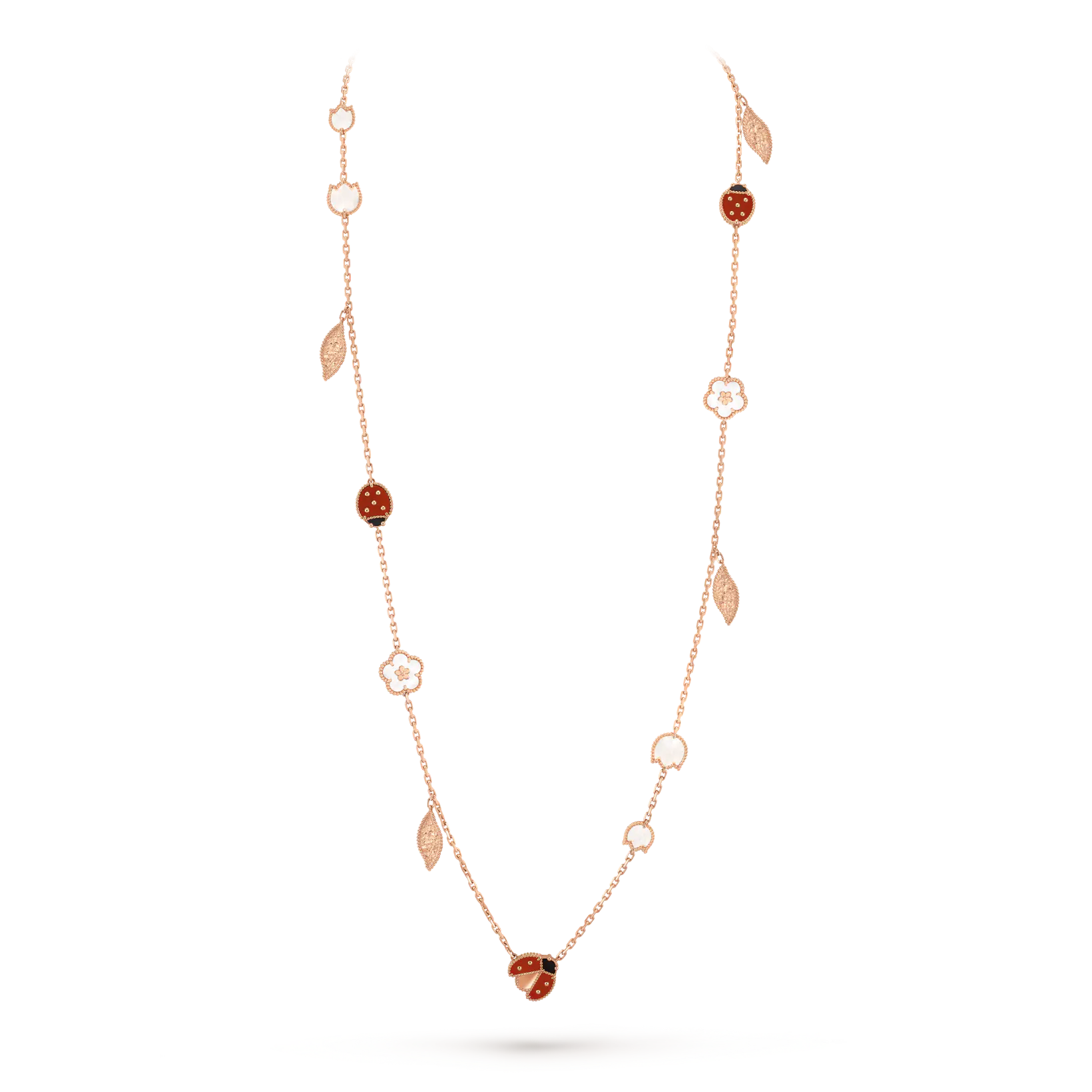 ??MIRA?¡¥LUCKY SPRING 15 MOTIFS ROSE GOLD NECKLACE