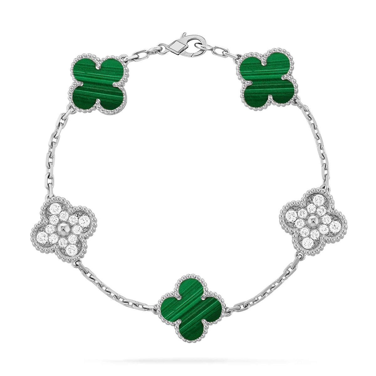 [MIRA]New  CLOVER 5 MOTIF MALACHITE BRACELET COLLECTION