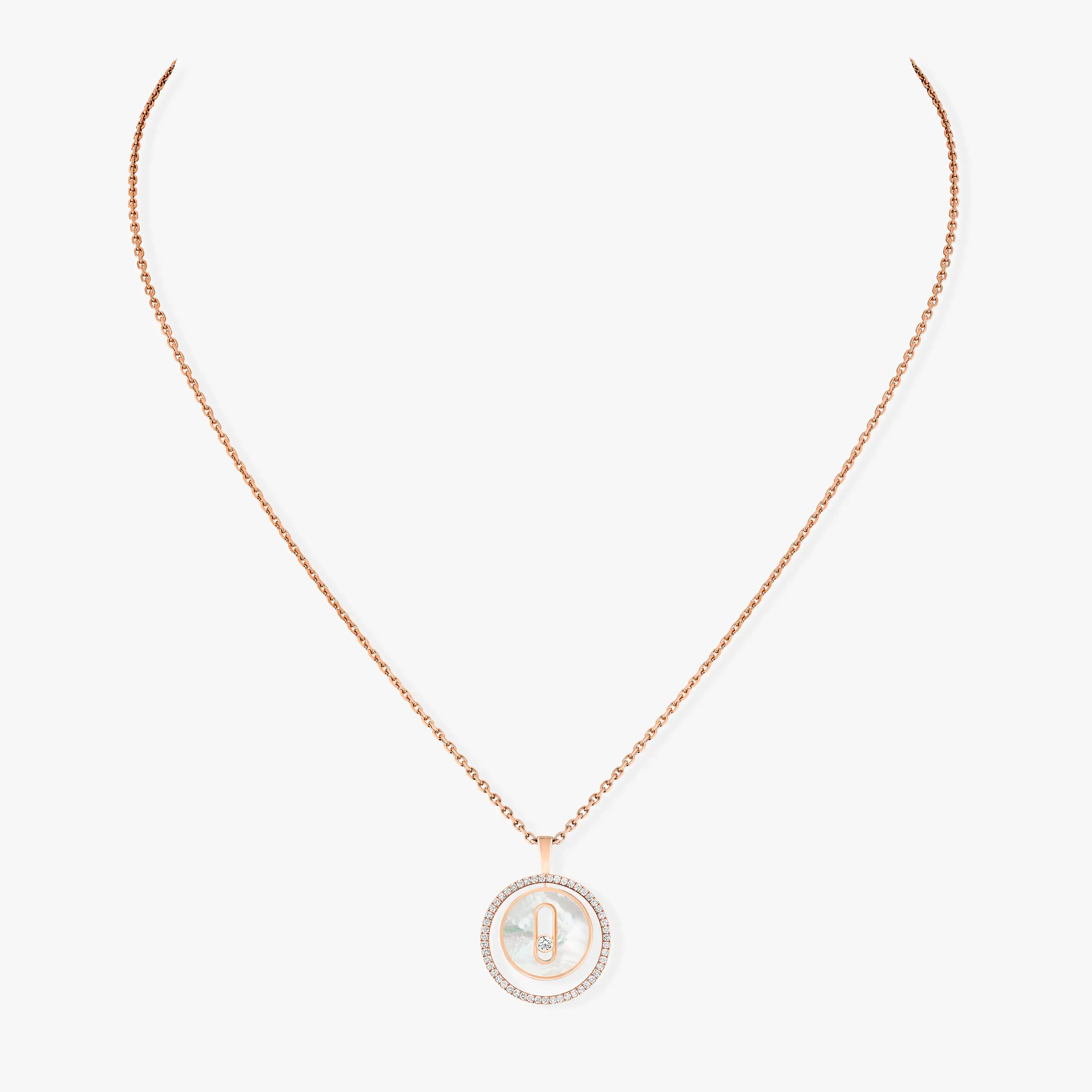 [MIRA]  MOVE 1 DIAMOND WHITE MOTHER OF PEARL PINK GOLD DIAMOND NECKLACE