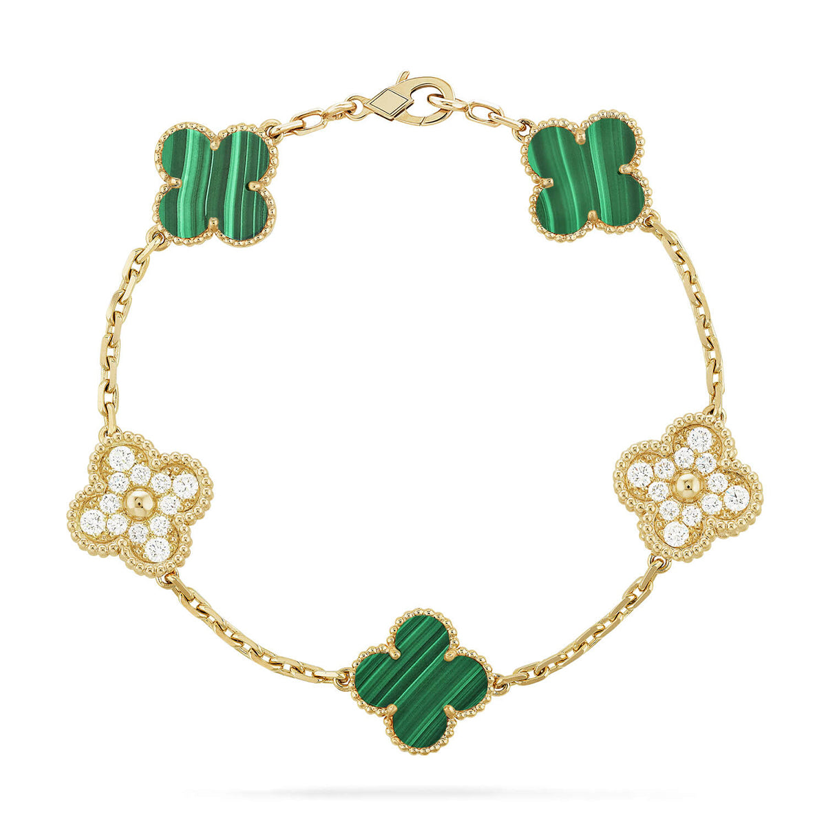 [MIRA]New  CLOVER 5 MOTIF MALACHITE BRACELET COLLECTION