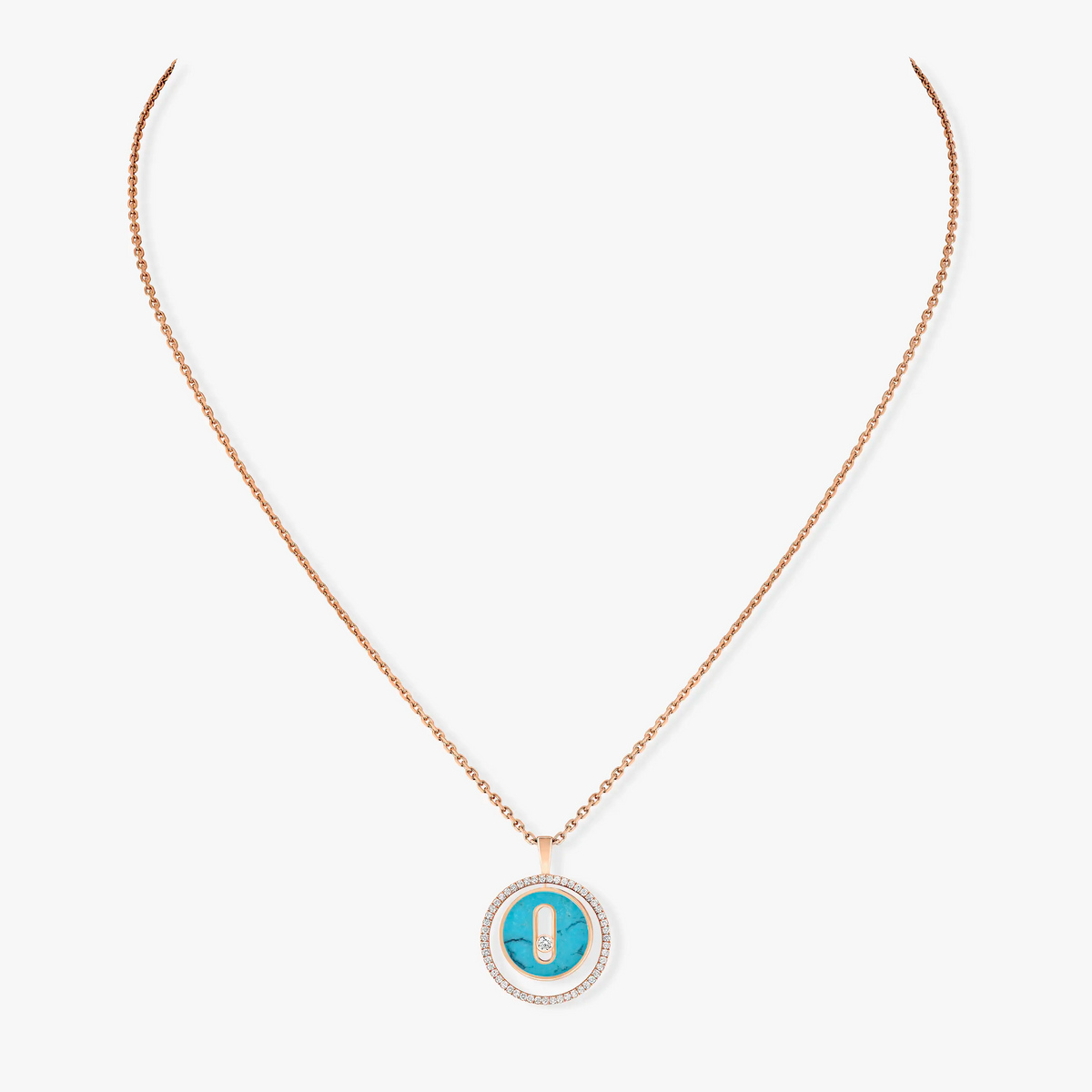 [MIRA]LUCKY MOVE 1 DIAMOND TURQUOISE PINK GOLD DIAMOND NECKLACE