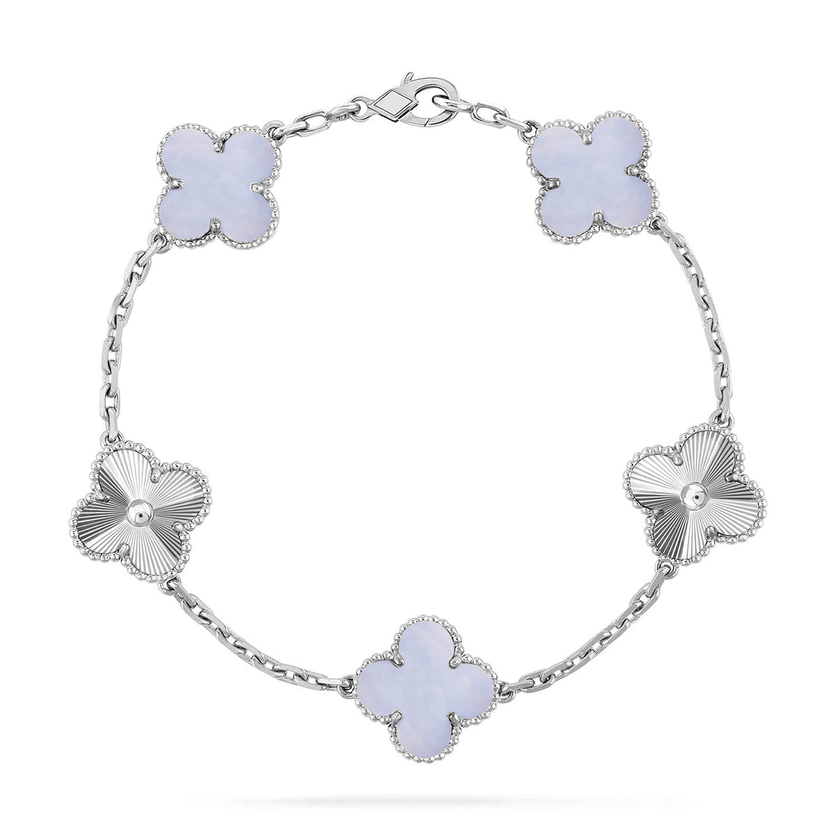 [MIRA]New  CLOVER 5 MOTIF PURPLE CHALCEDONY BRACELET COLLECTION