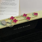 [MIRA] NEW CLOVER 5 MOTIFS PINK ENAMEL BRACELET