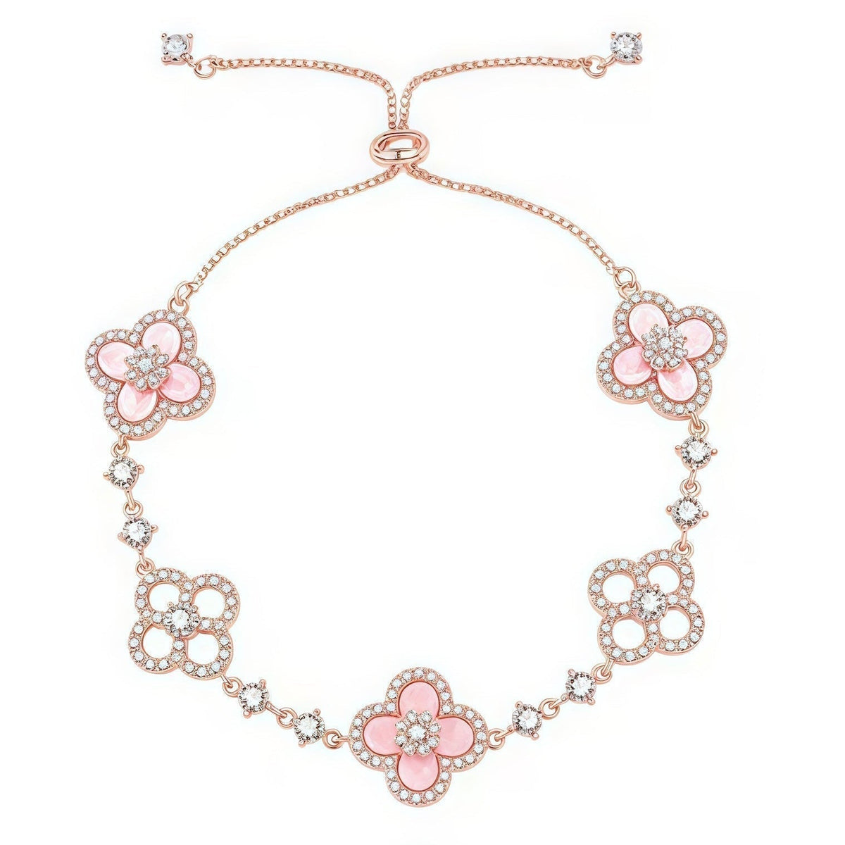 ??MIRA?¡¥CLOVER 5 MOTIF PINK BLUE RED WHITE BRACELET