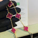 [MIRA] NEW CLOVER 5 MOTIFS PINK ENAMEL BRACELET