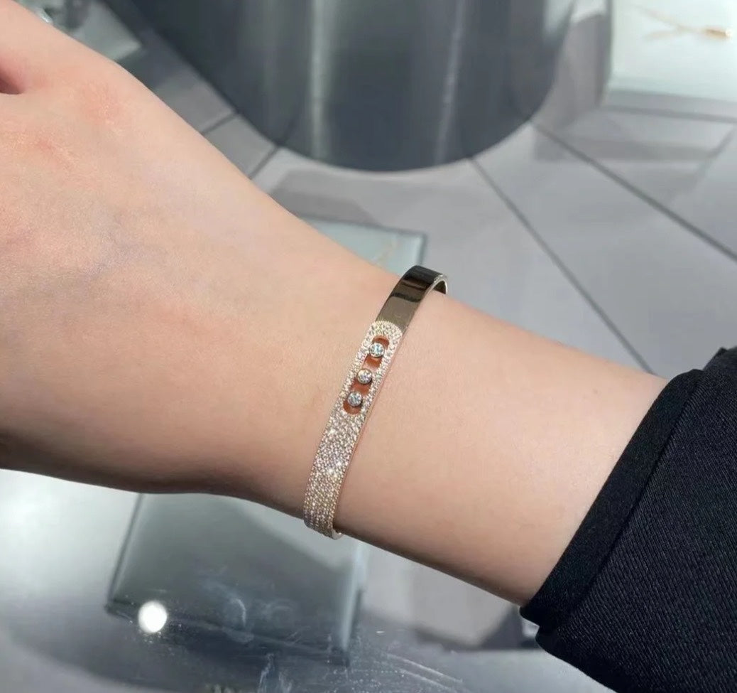 [MIRA]Move Noa Rose Gold Pavé Diamond Bangle Bracelet