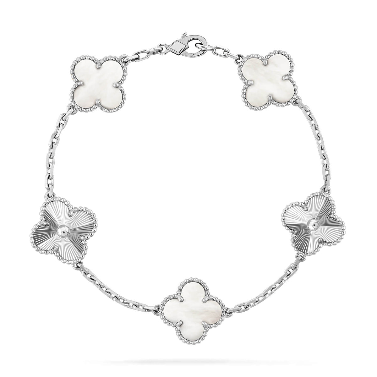 [MIRA]New CLOVER WHITE PEARL MOP 5 MOTIF BRACELET COLLECTION