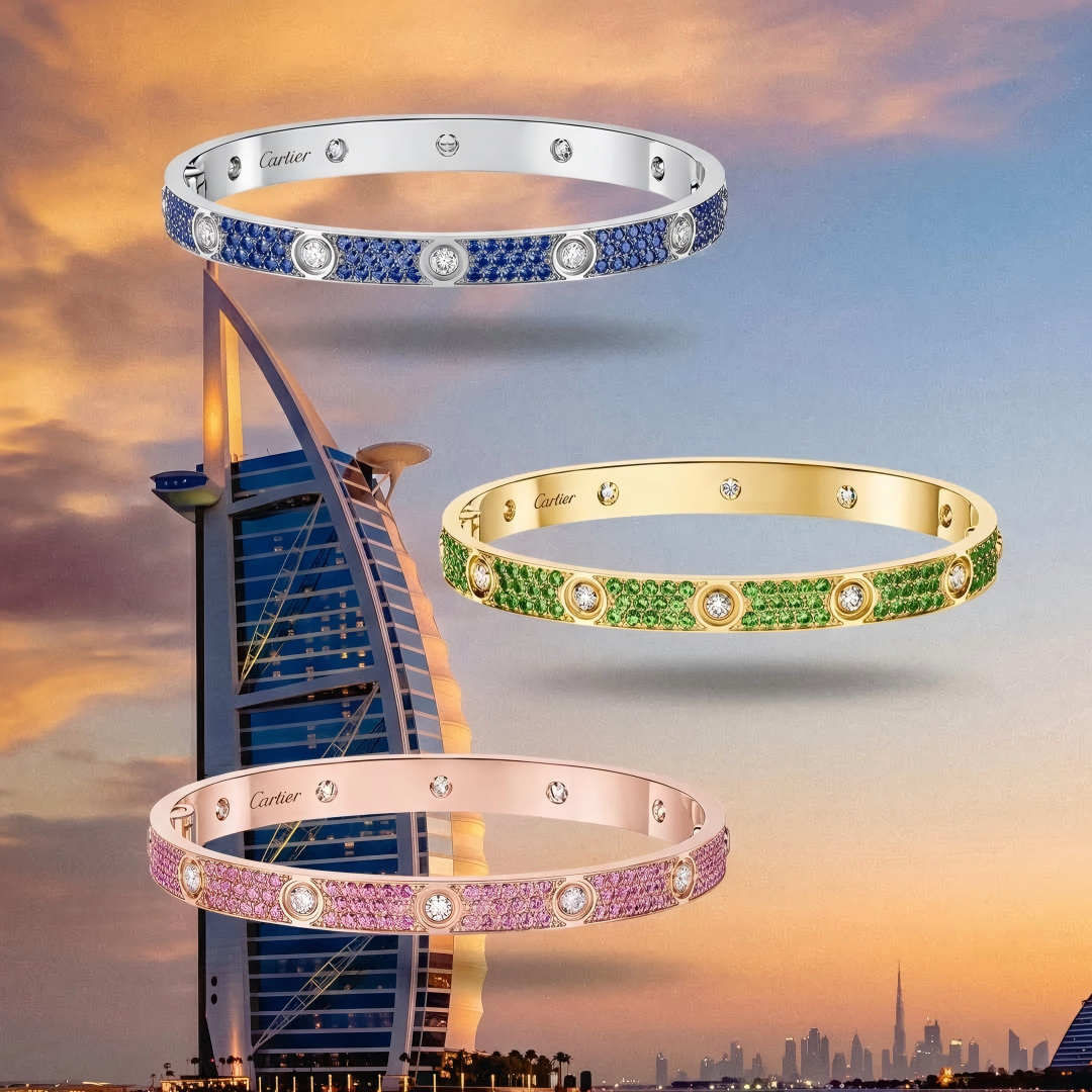 [MIRA] 2026 PAVE GEMSTONE LOVE BRACELET 6.1MM 10 DIAMONDS