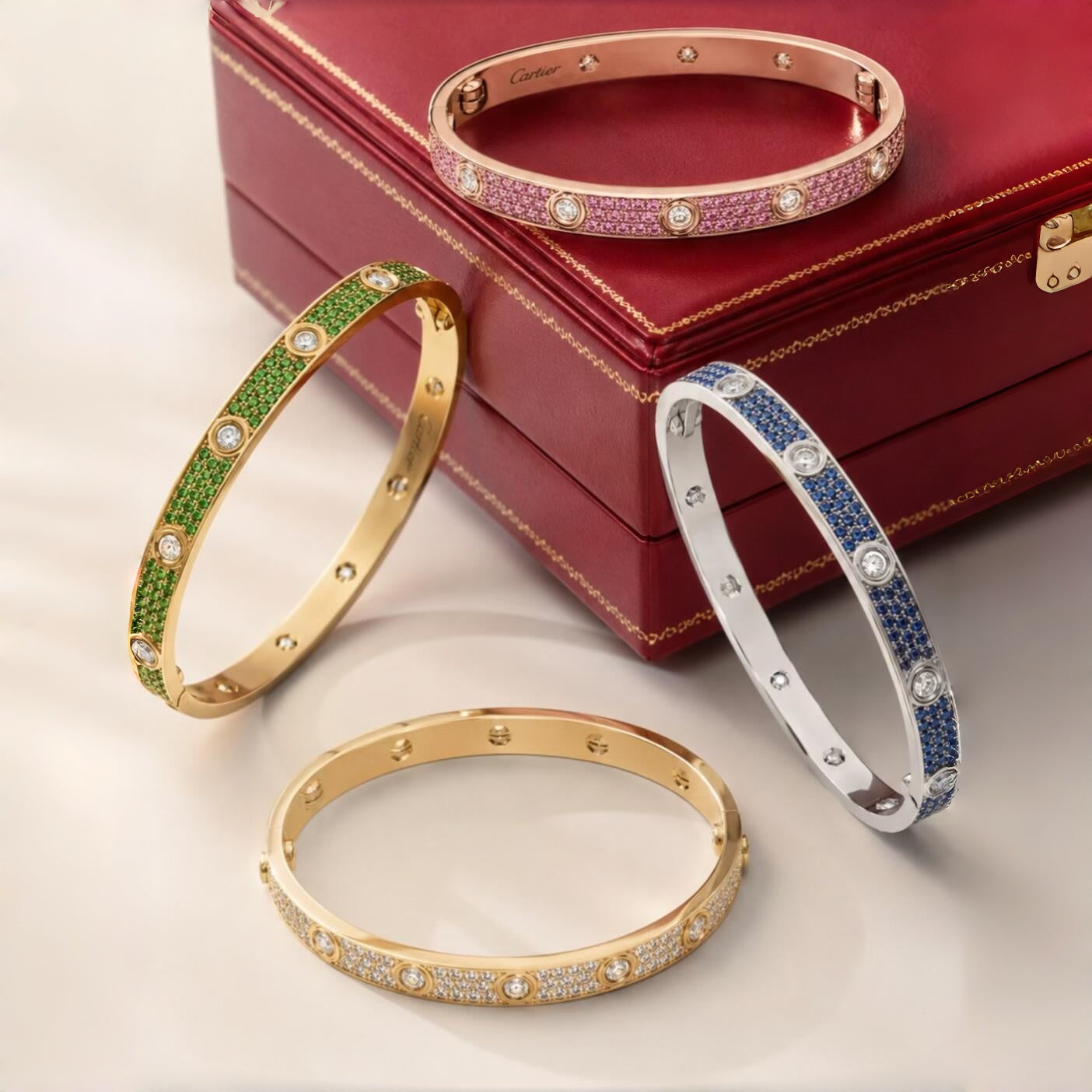 [MIRA] 2026 PAVE GEMSTONE LOVE BRACELET 6.1MM 10 DIAMONDS