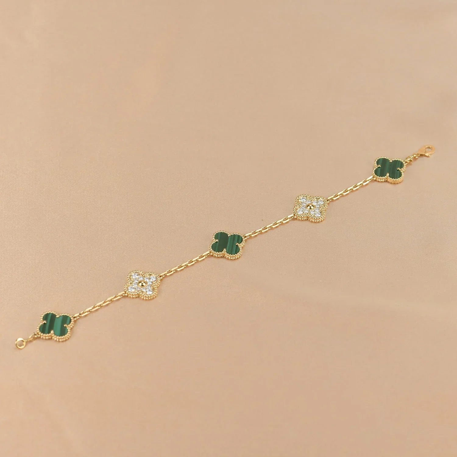 [MIRA]New  CLOVER 5 MOTIF MALACHITE BRACELET COLLECTION