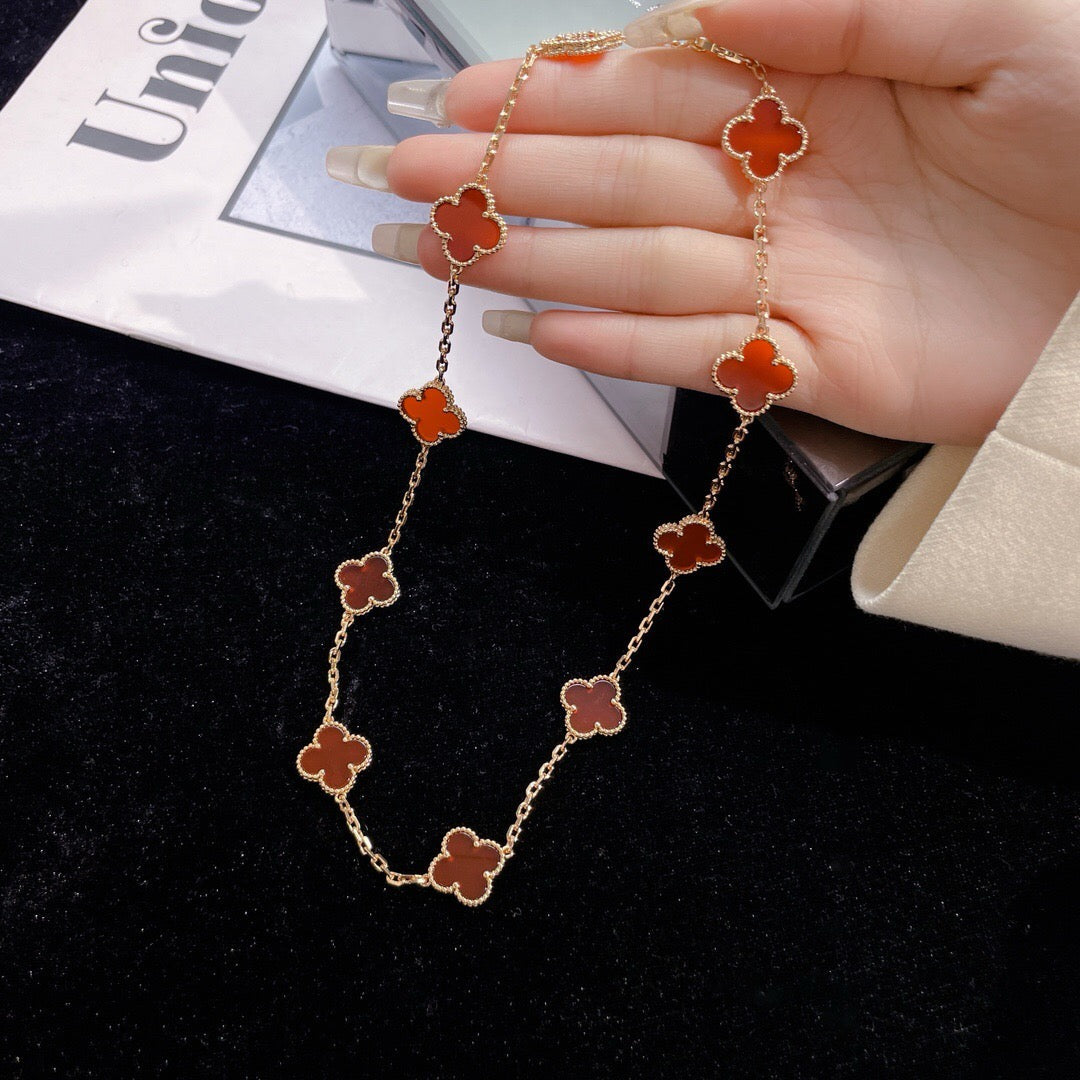 ??MIRA?¡¥CLOVER 10 MOTIFS CARNELIAN NECKLACE