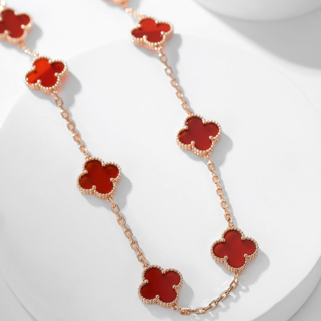 ??MIRA?¡¥CLOVER 10 MOTIFS CARNELIAN NECKLACE