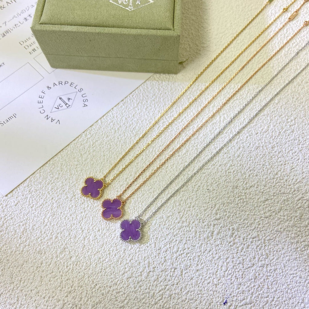 ??MIRA?¡¥CLOVER 15MM  PURPLE VIOLET NECKLACE