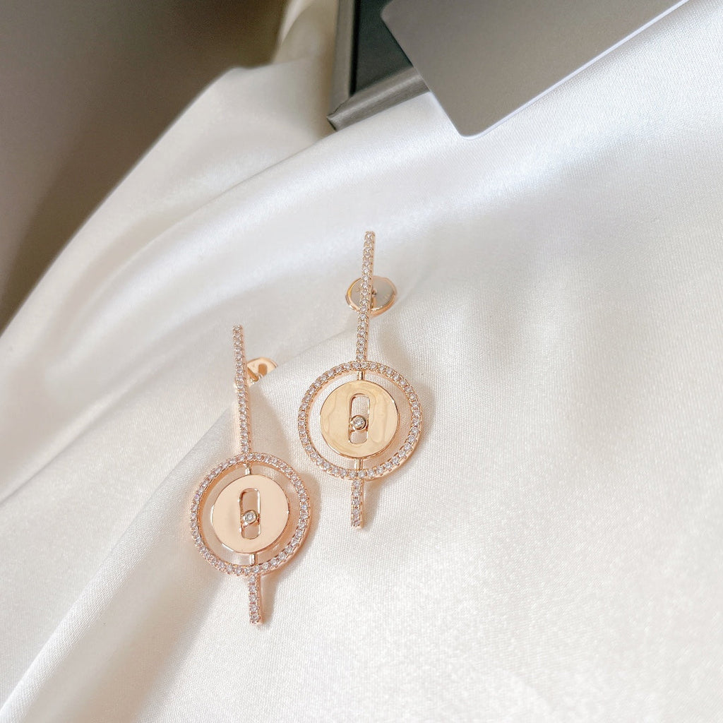 [MIRA]LUCKY MOVE ARROW PINK GOLD DIAMOND EARRINGS