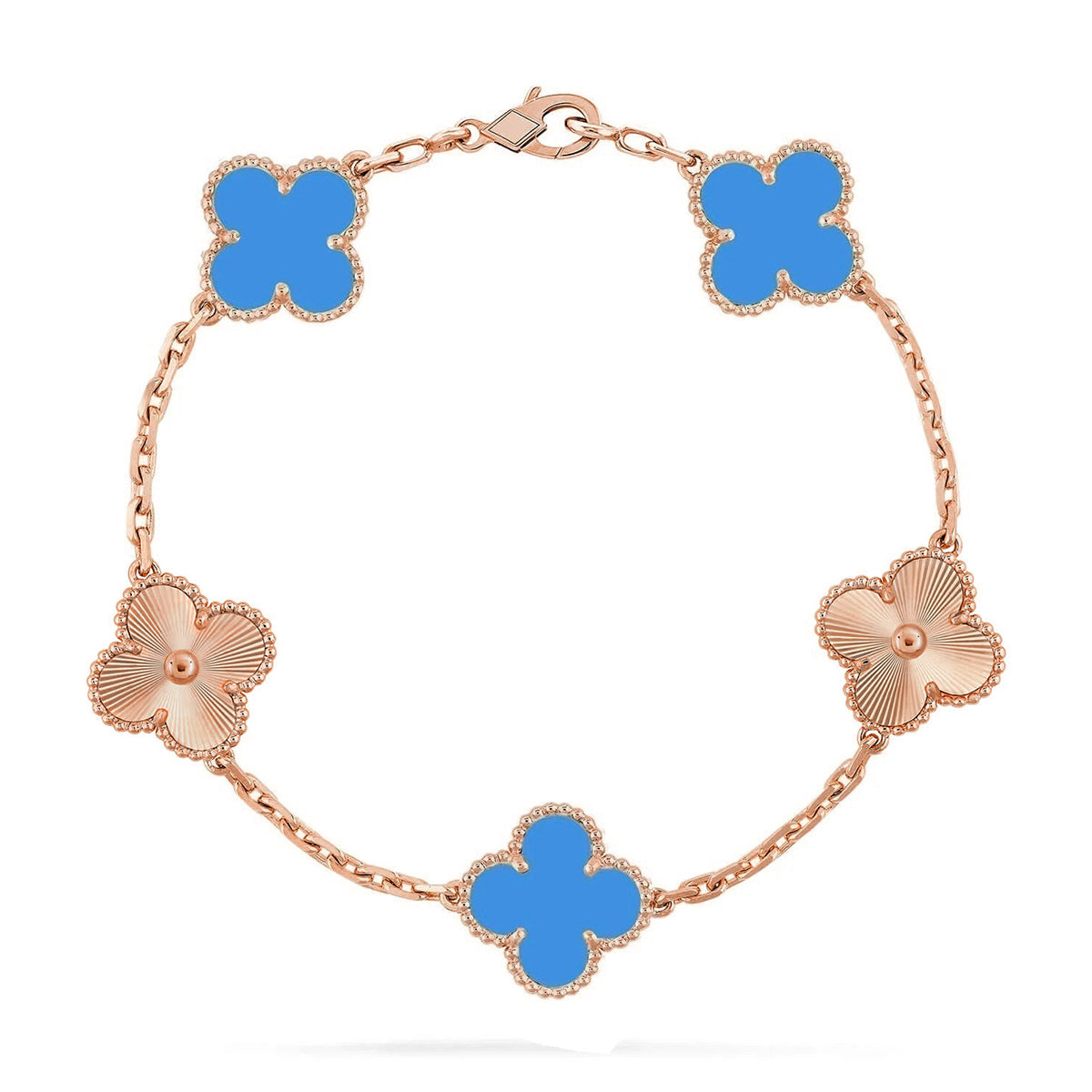[MIRA]New CLOVER 5 MOTIF BLUE AGATE BRACELET COLLECTION