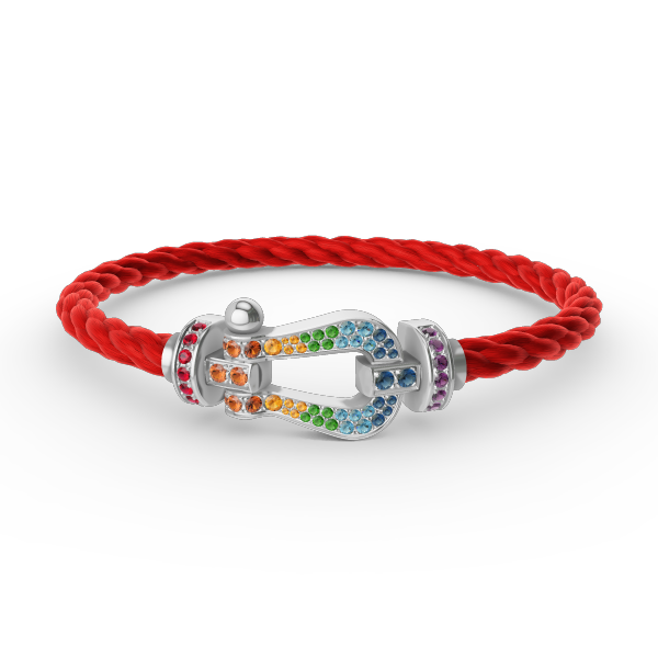 ??MIRA?¡¥FORC LARGE HORSESHOE  COLORED DIAMOND BRACELET SILVER
