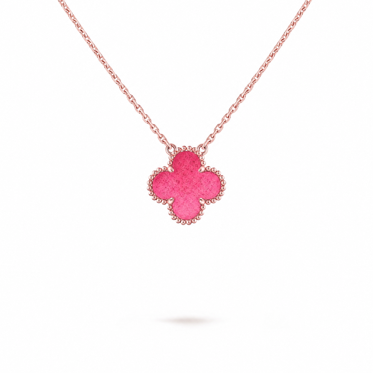 [MIRA] NEW CLOVER 15MM PINK ENAMEL NECKLACE