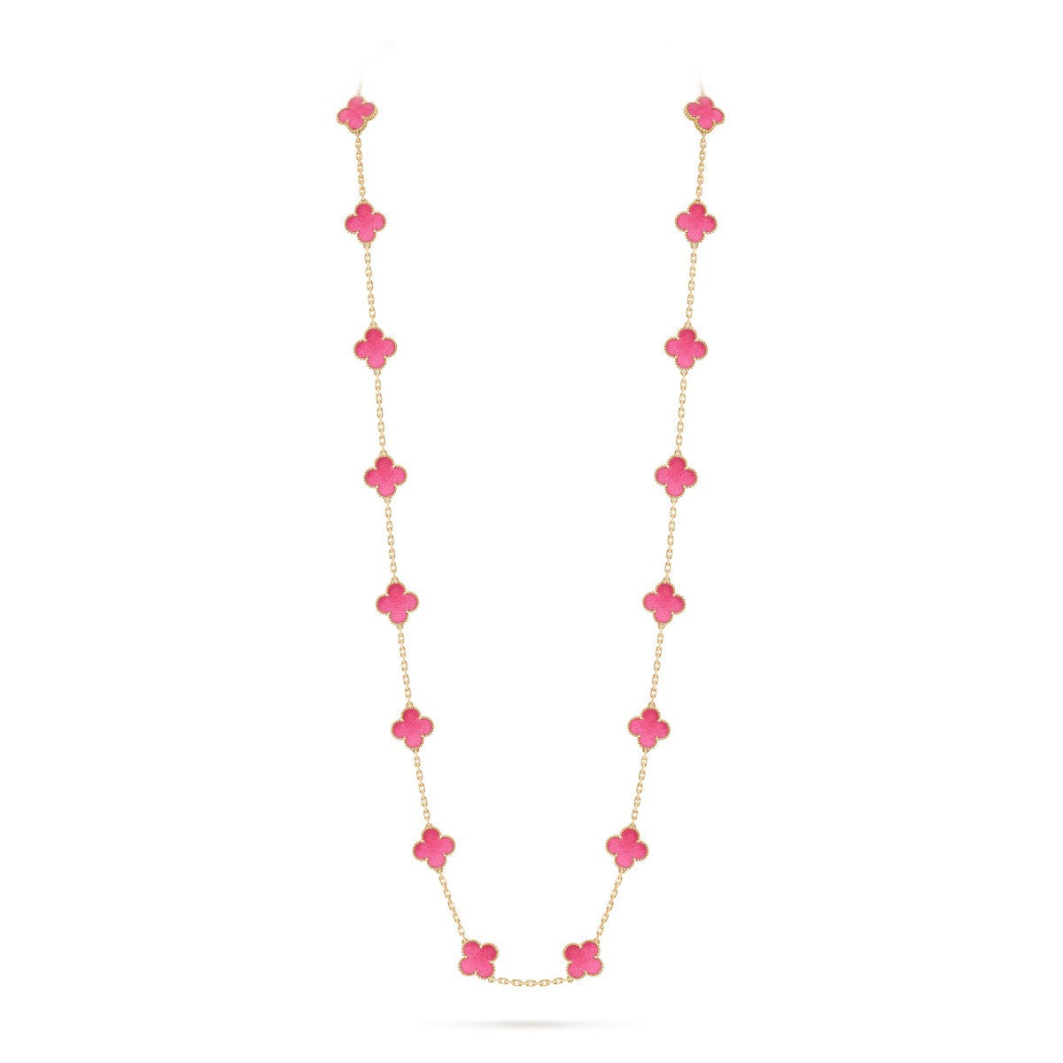 [MIRA] NEW CLOVER 20 MOTIFS PINK ENAMEL NECKLACE