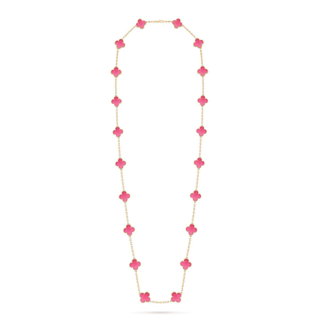 [MIRA] NEW CLOVER 20 MOTIFS PINK ENAMEL NECKLACE