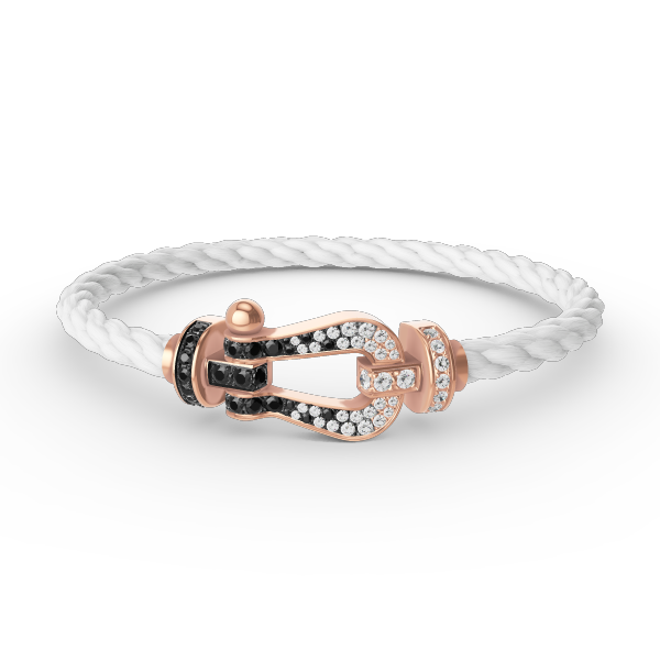 ??MIRA?¡¥FORCE LARGE HORSESHOE BLACK WHITE DIAMOND BRACELET ROSE GOLD