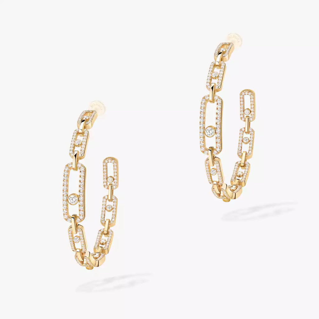 [[MIRA]Move Link Diamond Hoop Earrings