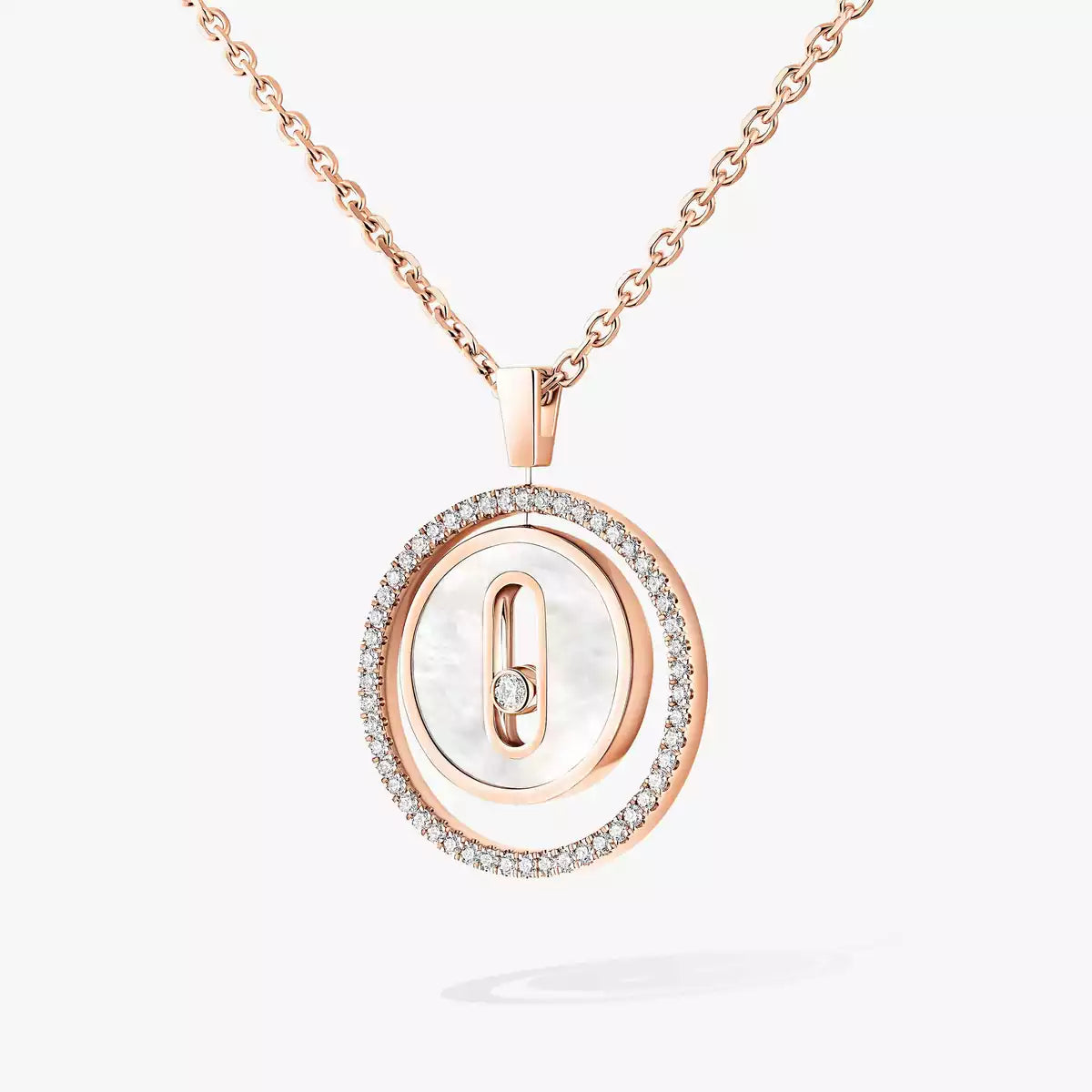 [MIRA]Lucky Move Diamond Necklace in Rose Gold and White Mother-of-Pearl