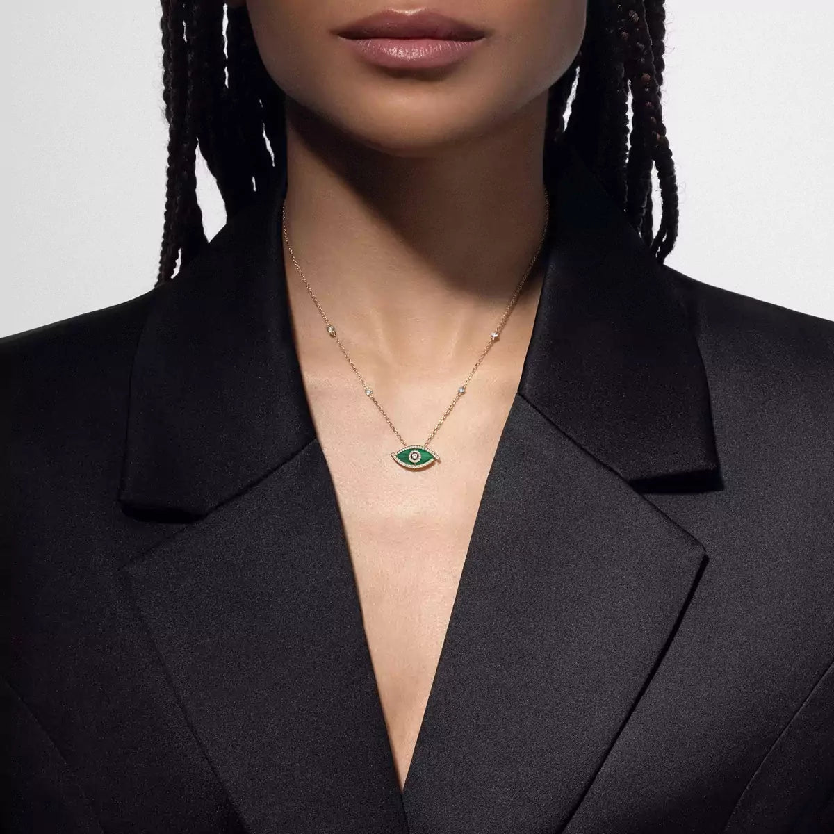 [MIRA]Lucky Eye Diamond Necklace in Rose Gold and Turquoise