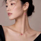 [MIRA] NEW CLOVER 15MM PINK ENAMEL NECKLACE