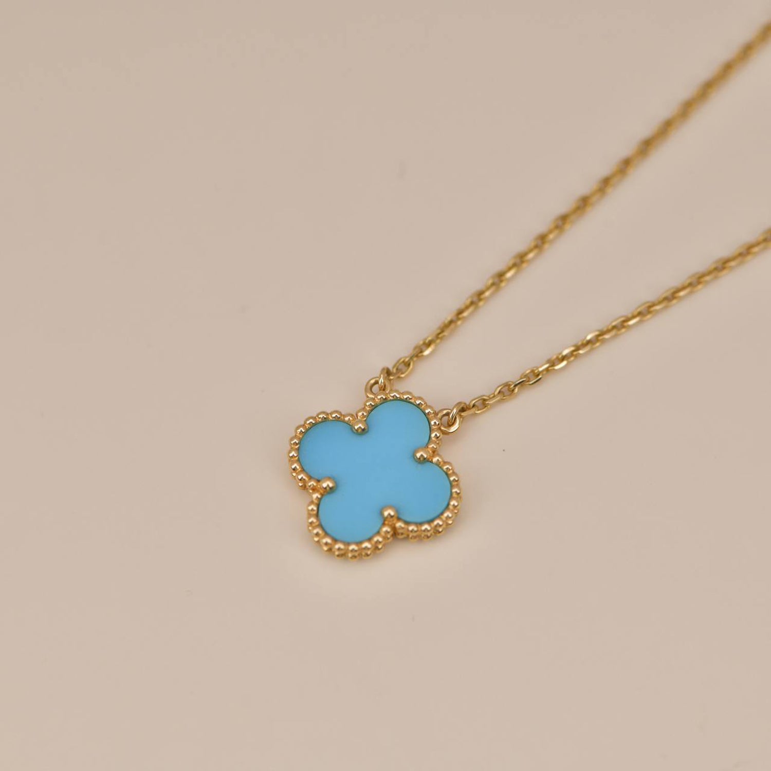??MIRA?¡¥CLOVER 15MM VINTAGE TURQUOISE NECKLACE