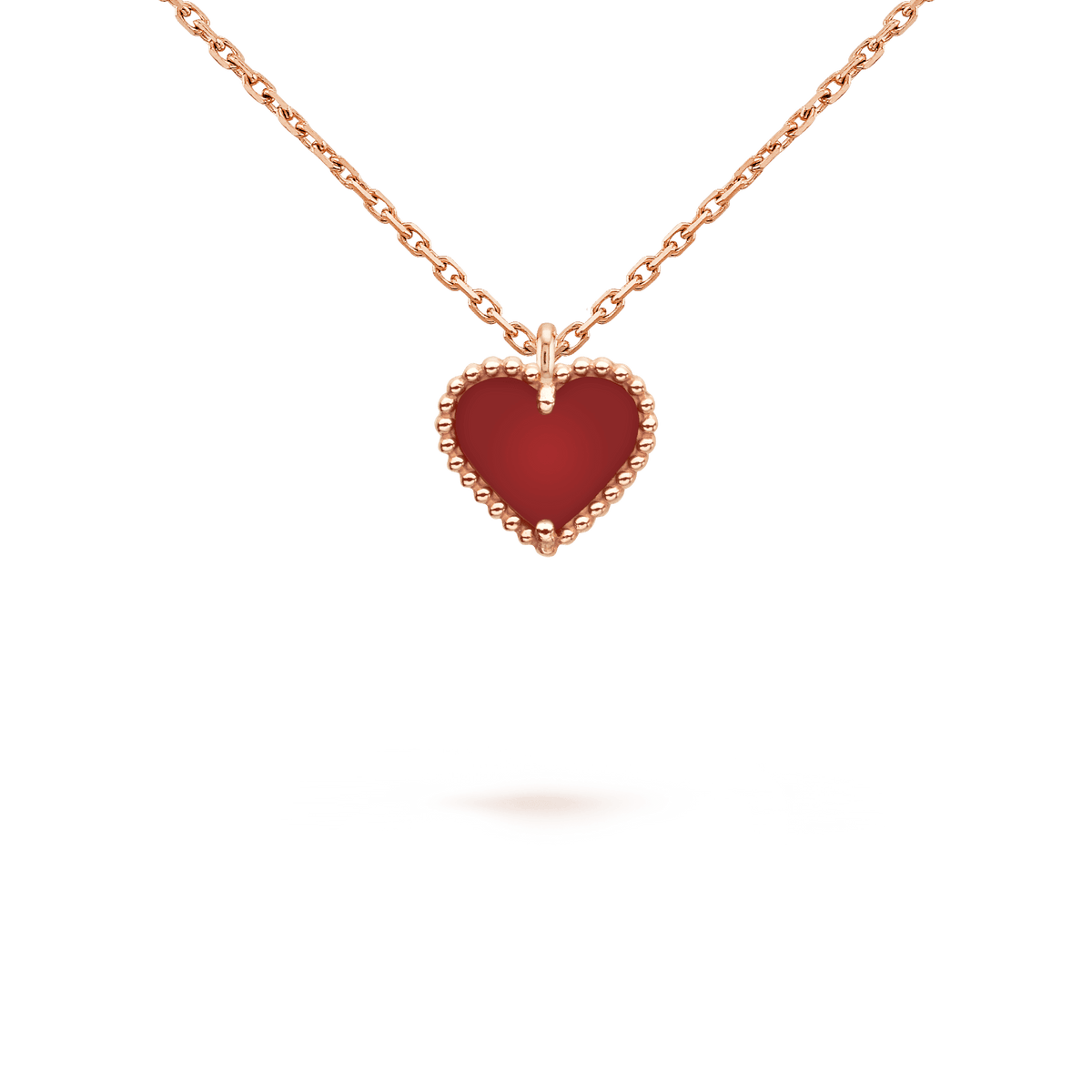 ??MIRA?¡¥SWEET CLOVER CARNELIAN HEART NECKLACE