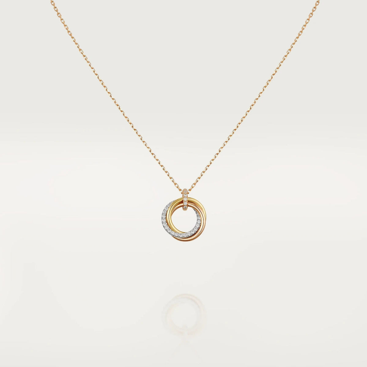 ??MIRA?¡¥TRINITY NECKLACE SILVER GOLD PINK GOLD DIAMONDS