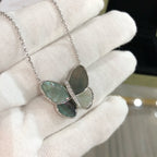 ??MIRA?¡¥LARGE BUTTERFLY SILVER PENDANT DIAMOND NECKLACE