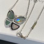 ??MIRA?¡¥LARGE BUTTERFLY SILVER PENDANT DIAMOND NECKLACE